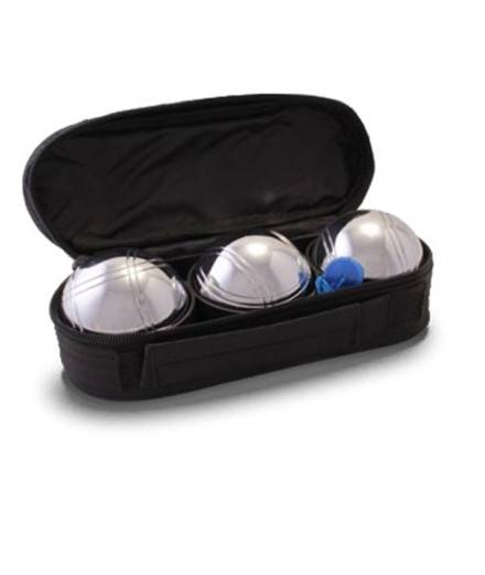 Estuche 3 bolas de petanca entreno (700gr), con boliche y...