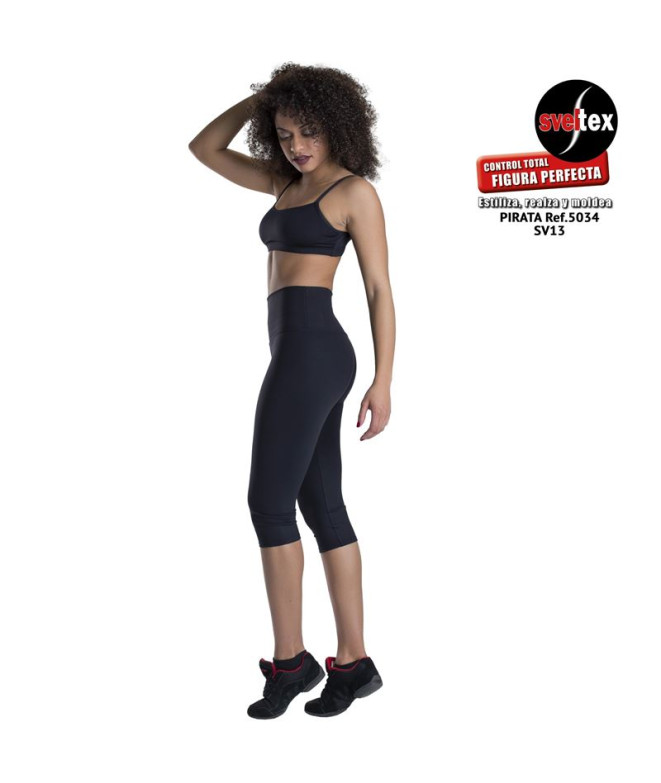 Mallas piratas Happy Dance trincha doble Mujer Bk