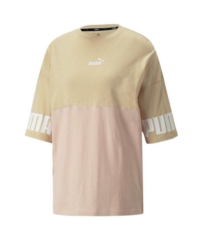 Camiseta Puma Power Colorblock Mujer Beige