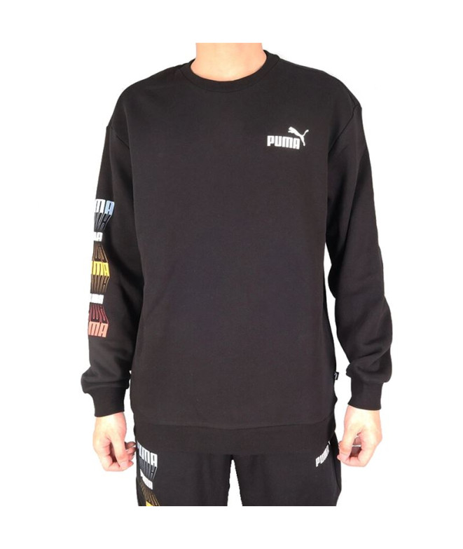 Sudadera Puma Repeat Graphic Crew negro Hombre