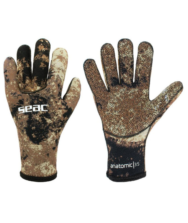 Guantes de pesca submarina Seac Camo 3,5 MM Marron
