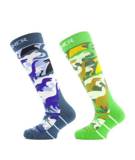 Calcetines de Esquí Sinner Dino Azul y Verde Niño 2 Pares