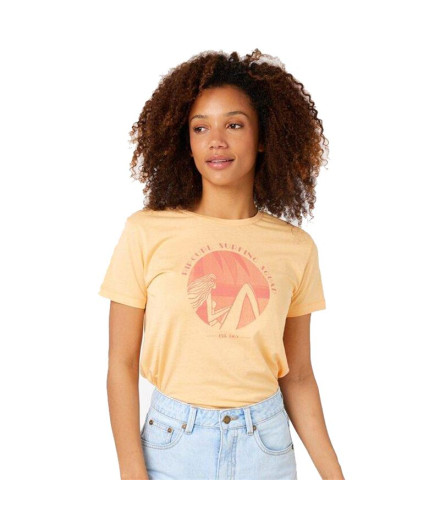 Camiseta Rip Curl Re-Entry Crew Neck Mujer Coral