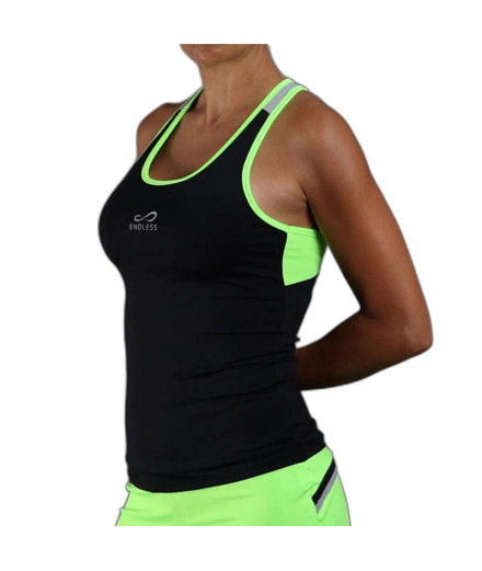Camiseta de Pádel Endless Flow Mujer Negro-Verde