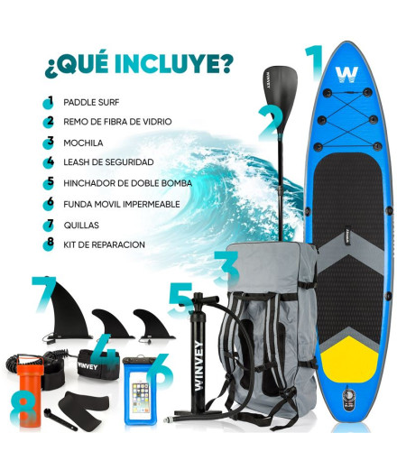 Tabla de Paddle Surf Winvey Hinchable Azul