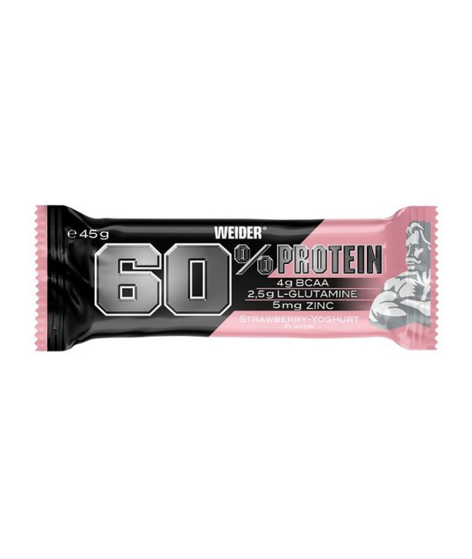 Barritas de 60 % Proteinas Weider 45G Fresa