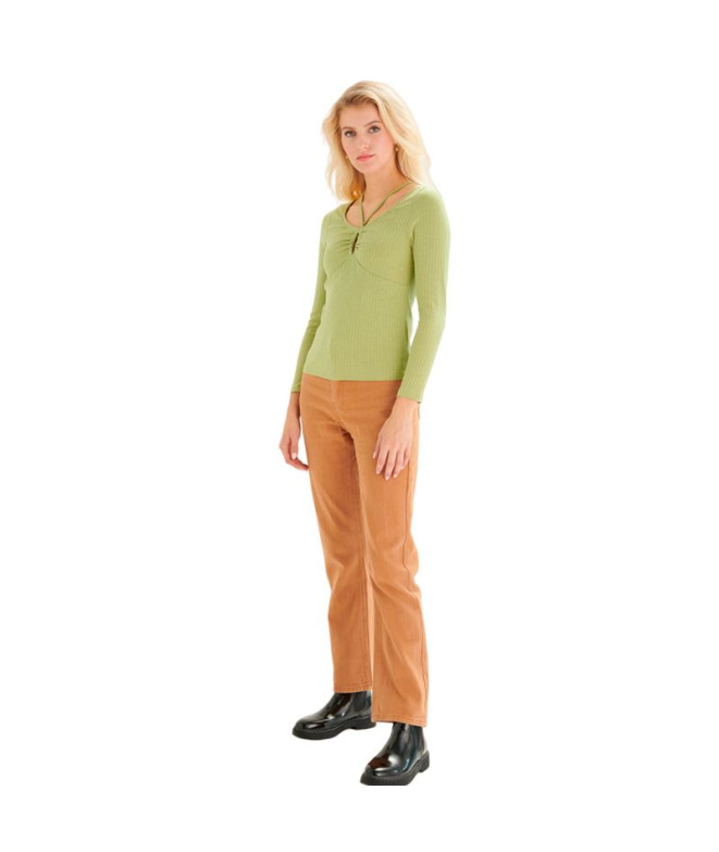 Pantalón 24Colours Mujer Marrón