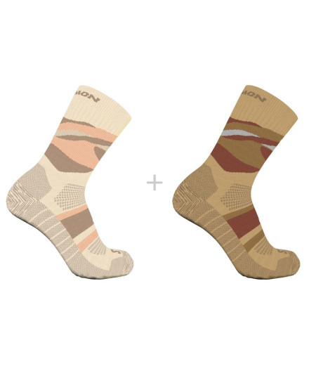 Calcetines de Running Salomon Out Alps Crew 2-Pack Marrón...