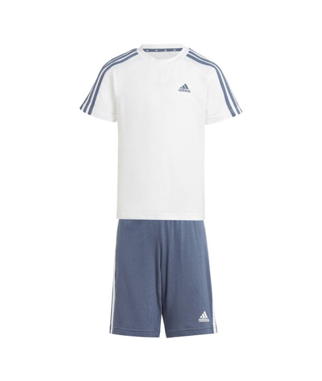 Conjunto adidas 3Bandas Infantil Blanco Azul