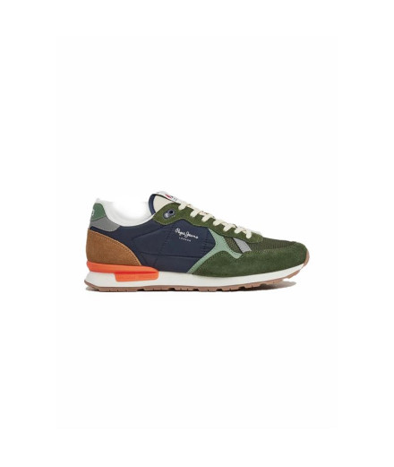 Zapatillas Pepe Jeans Brit Mix Hombre Verde Kaki