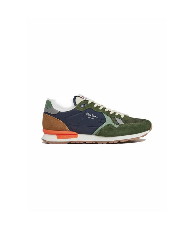 Zapatillas Pepe Jeans Brit Mix Hombre Verde Kaki