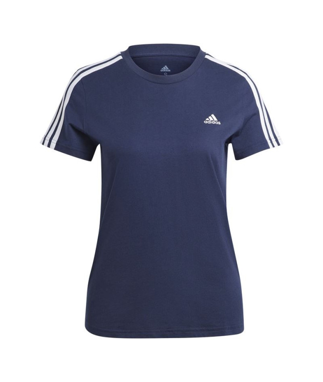 Camiseta adidas Essentials 3 Bandas Mujer Azul