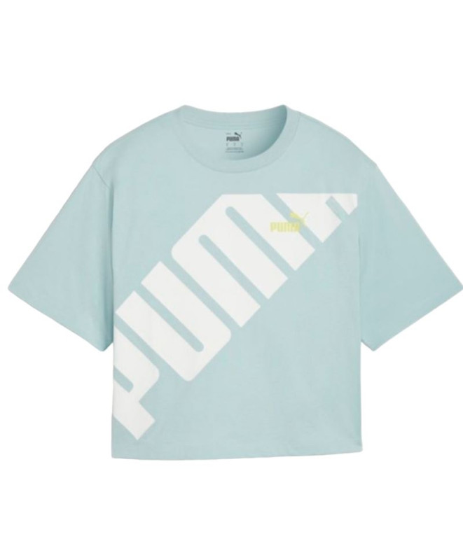 Camiseta Puma Power Cropped Turquesa Mujer