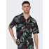 Camisa Only & Sons Corte Regular Cuello Cubano Negro Hombre