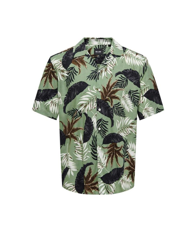 Camisa Only & Sons Corte Regular Cuello Cubano...