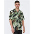 Camisa Only & Sons Corte Regular Cuello Cubano Verde Hombre