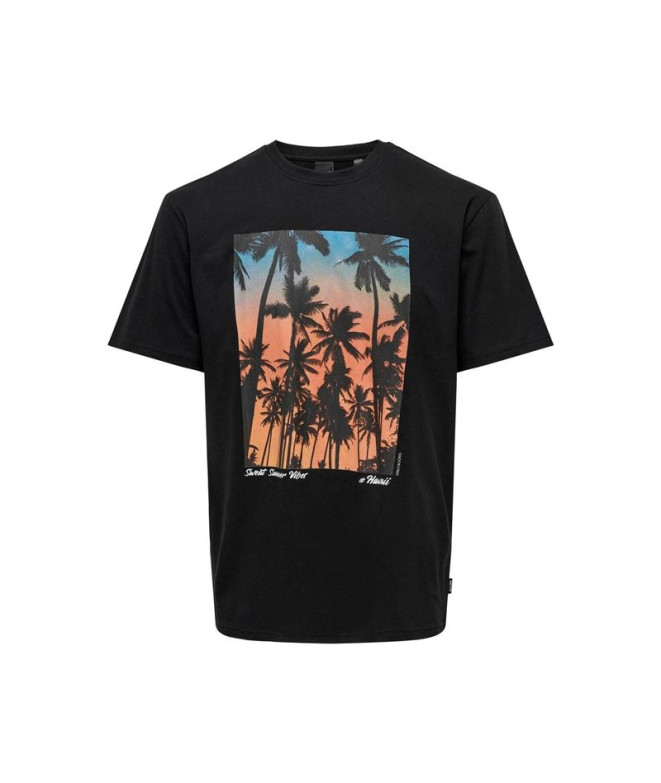 Camiseta Only & Sons Onskolton Reg Beach Negro...