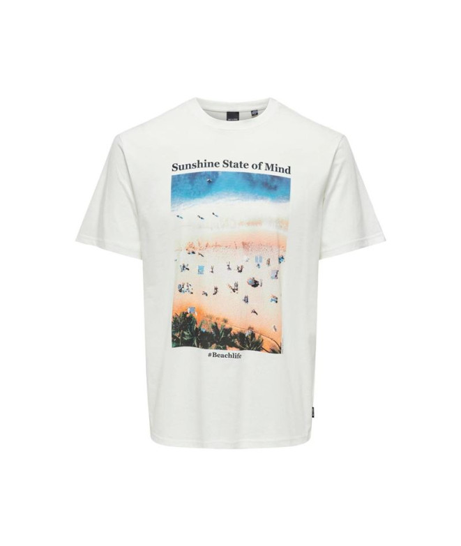 Camiseta Only & Sons Onskolton Reg Beach Blanco...