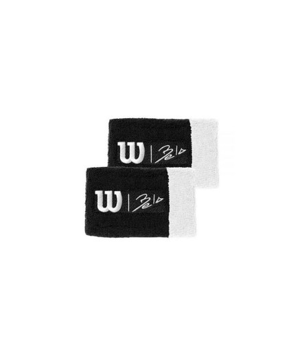 Muñequeras Wilson Bela Extra Wide Negro Blanco