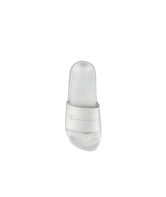 Chanclas Champion Slide Queens Gris Mujer Plata