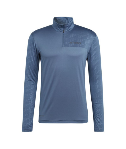 Camiseta adidas de Senderismo Multi Half Zip Ls Hombre Azul