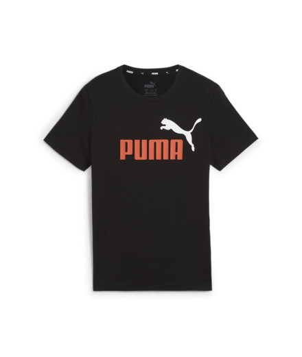 Camiseta Puma Essentials+ 2 Col Logo Niño Negro