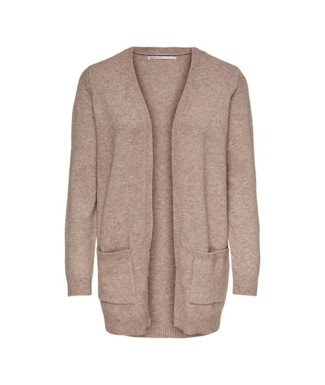 Sudadera Only Onllesly Open Cardigan Beige Mujer
