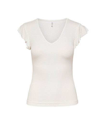 Camiseta Only Onlbelia Cap Sleeve Cloud Dancer Mujer