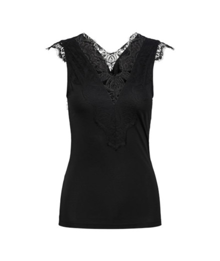 Camiseta Pieces ilu Sl Black Mujer