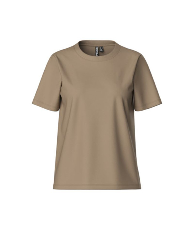 Camiseta Pieces ria Solid Silver Mink Mujer