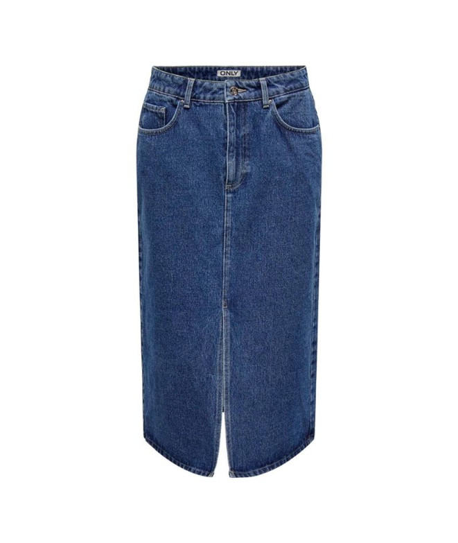 Falda Only bianca Midi Rea Medium Blue Denim Mujer