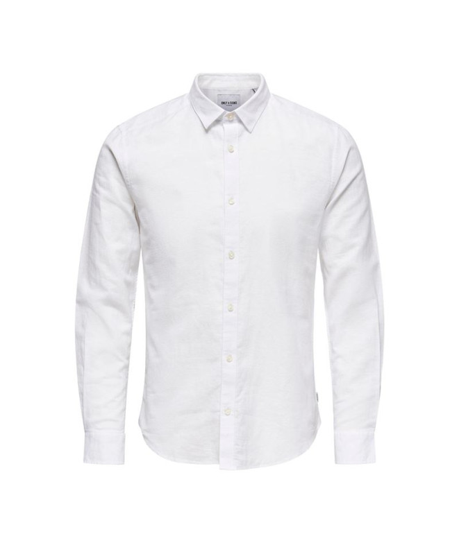 Camisa Only & Sons Onscaiden Solid Linen White...