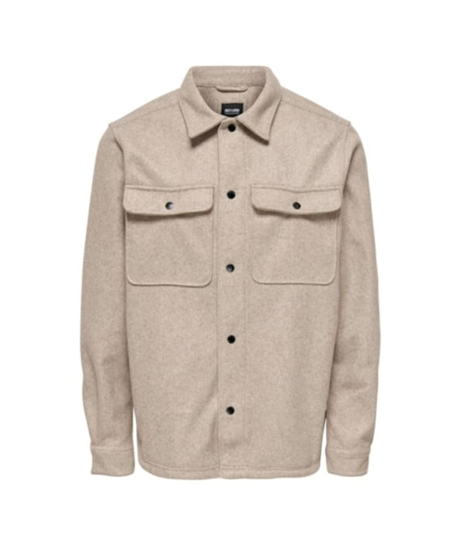 Camisa Only & Sons ash Ovr Woolen Look Pkt...
