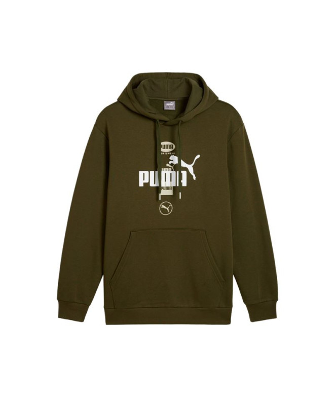 Sudadera Casual Puma Power Graphic Hombre Verde