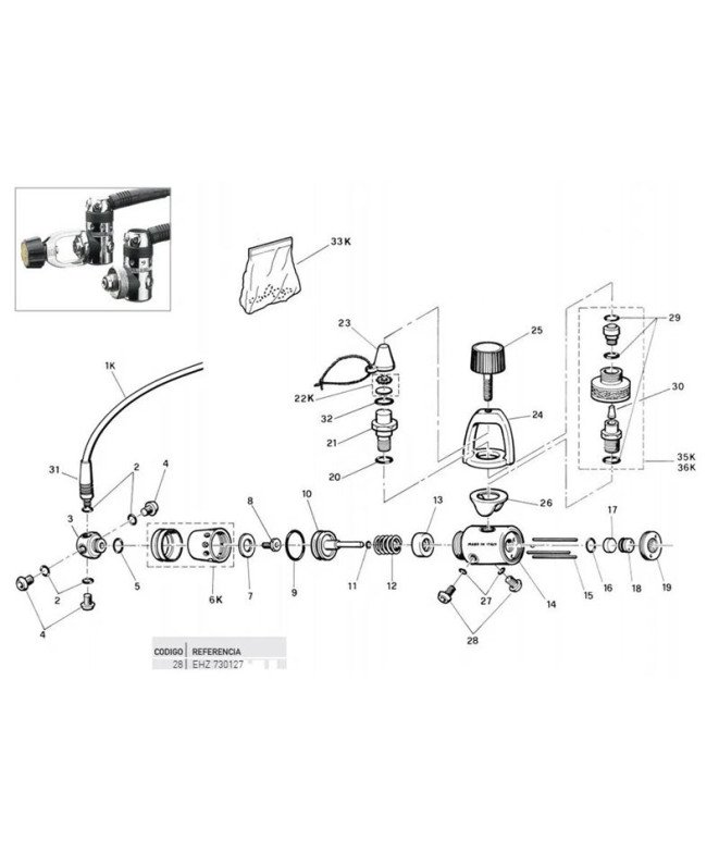 Tapon Hp 7/16" 1ª Etapa Reg. Cressi