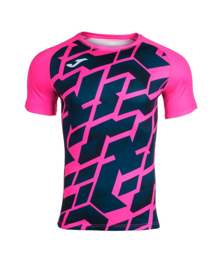 Camiseta De Rugby Manga Corta Myskin III Rosa Flúor Marino