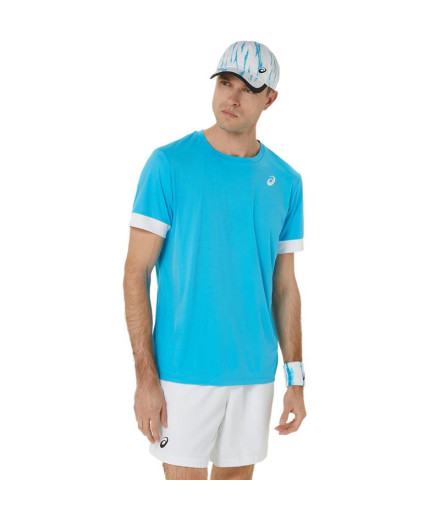 Camiseta de Tenis ASICS Court Ss Top Hombre Aguamarina