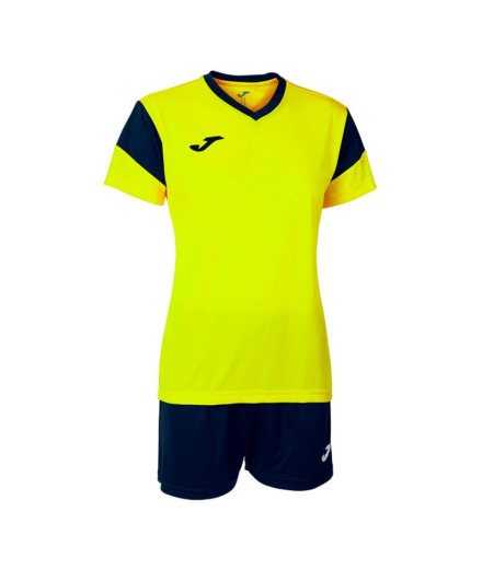 Conjunto de Fútbol Joma Phoenix Mujer Amarillo Fluor Marino