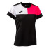 Camiseta de Fútbol Joma Manga Corta Crew V Negro Rosa Blanco Niña