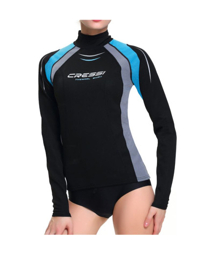 Camiseta Termica Manga Larga Cressi Donna Mujer Negro