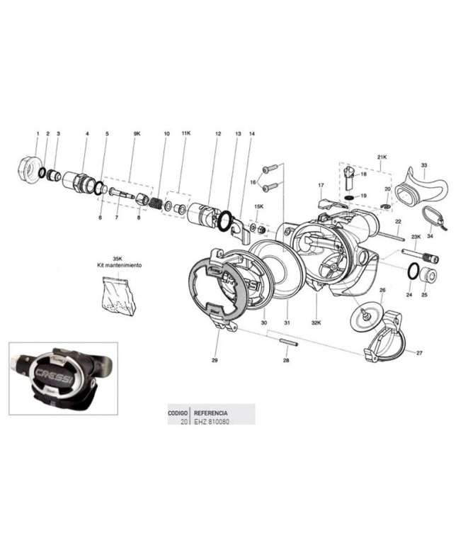Seeger deflector Cressi Ellipse-XS Compact-XS...