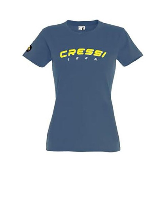 Camiseta Cressi Team Mujer Azul Denim-Amarillo...