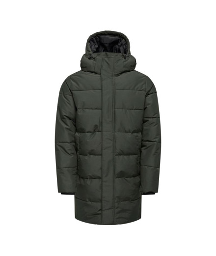 Chaqueta Only & Sons carl Life Long Quilted Coat Peat Hombre