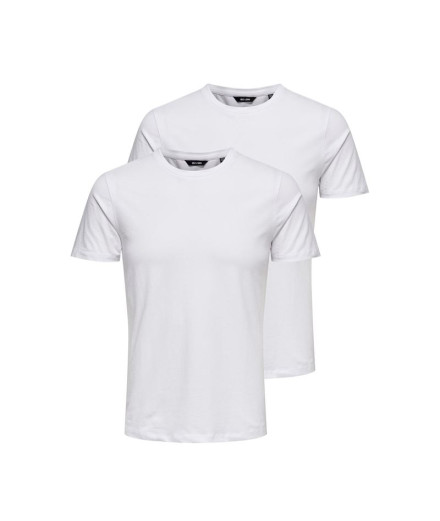 Camiseta Only & Sons basic Slim 2-Pack White Hombre