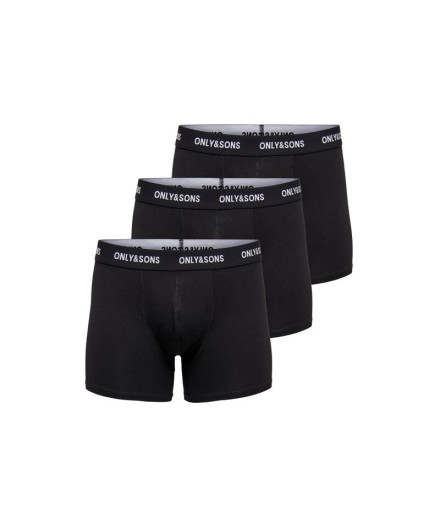 Calzoncillos Only & Sons fitz Solid Black 3Pack3854 Black...