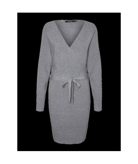 Vestido Vero Moda hollyrem V-Neck Medium Grey Melange Mujer