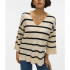Sudadera Vero Moda saba 3/4 V-Ncktripe Birch Mujer