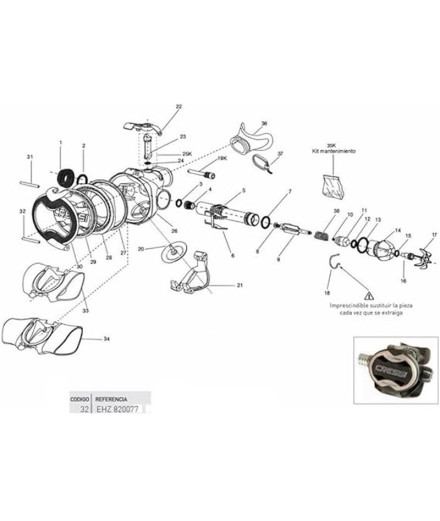 Pasador Inferior Tapa Ellipse Balanced-Master Cressi