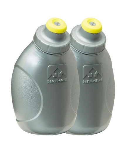 Botella de Running Nathan Push-Pull Cap Flask 2 Pack Silver