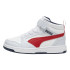 Bota de Fútbol Puma Ebound V6 Mid Silver Mist Cl Infantil Gris/Rojo/Blanco